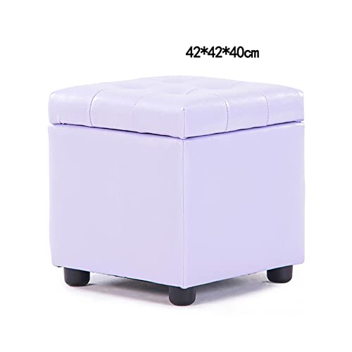 Pouf de rangement violet clair coffre cuir imperméable 42cm - 5