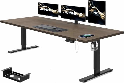 JUMMICO Höhenverstellbarer Schreibtisch 200 x 80 cm mit Kabelwanne, Höhenverstellbar Elektrisch Stehpult mit USB-Buchse, Computertisch, Ergonomischer Steh-Sitz Tisch, Bürotisch, Nussbaum