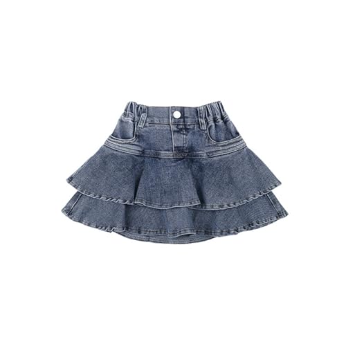 Generisch Little Girls Denim Skirts Flared Pleated Toddler Denim Skirts with Shorts Below Shorts Girls Corduroy, blue, 9-10 Years