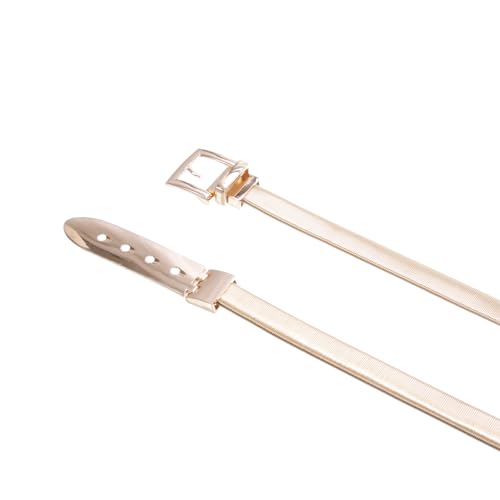 Women's Metal Elastic Belt With Square Single Prong Buckling3