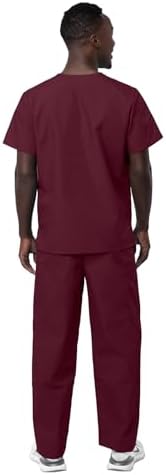 Sivvan Durable Unisex Scrubs Set - Classic V-Neck Scrub Top & Drawstring Scrub Pants for Men & Women, 5 Pockets