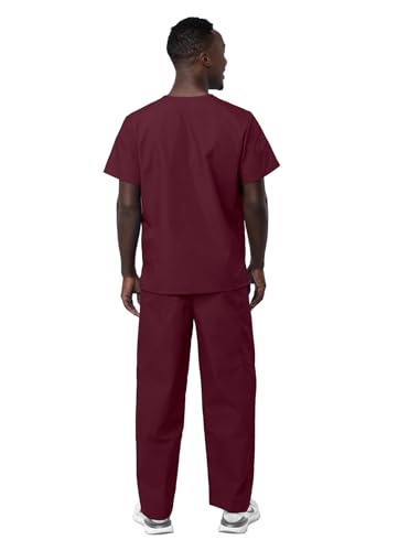Sivvan Durable Unisex Scrubs Set - Classic V-Neck Scrub Top & Drawstring Scrub Pants for Men & Women, 5 Pockets
