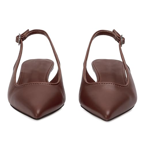 Image of KysBloes Pointed Toe Slingback Kitten Heels for Women Low Heel Pointed Toe Pumps Formal Dress Shoes Sling Back Heels
