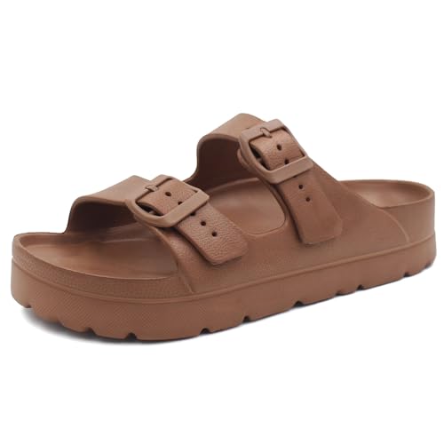 Image of L LOUBIT Women's Platform Sandals with Arch Support Pillow Soft Adjustable Buckle Slides Lightweight Non-Slip Summer Beach Shoes