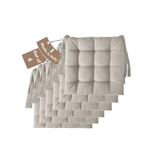 Il Tuo Artigiano Design Juego de 4 o 6 cojines para sillas de cocina, fabricados en Italia, juego de 6 piezas, 40 x 40 cm, grosor 6 cm, acolchado de espuma y suave acrílico (6, tono)
