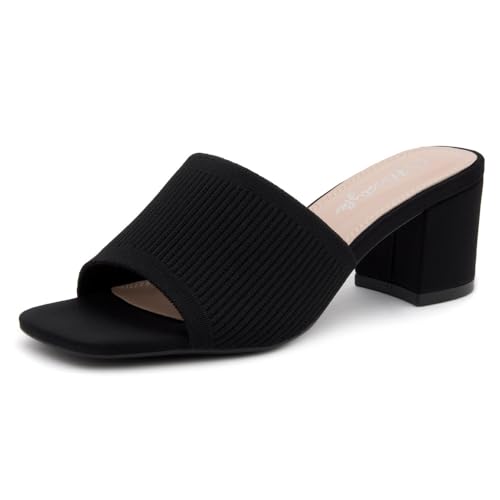 Herstyle Square Open Toe Heeled Sandals for Women 2.5 Inch Low Block Chunky Heel Sandals Slip-On...
