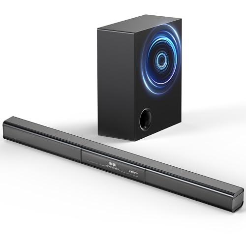 HIXICOPA 2.1 Channel Sound Bar with Wired Subwoofer, Dorby Audio 35in Detachable TV Soundbar,...