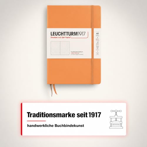 Image of LEUCHTTURM1917 - Notebook Hardcover Medium A5-251 Numbered Pages for Writing and Journaling (Apricot, Dotted)