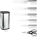 CHUSHIJI Knife Set,7 Pieces Knives Set for Kitchen,Razor-Sharp Stainless Steel Knife Block for Home Cooking, Knives with Scissors