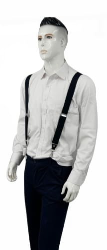 Image of Mens Suspenders with 3 Swivel Hooks Belt Loops 1.4 Inch Wide Heavy Duty Adjustable Braces