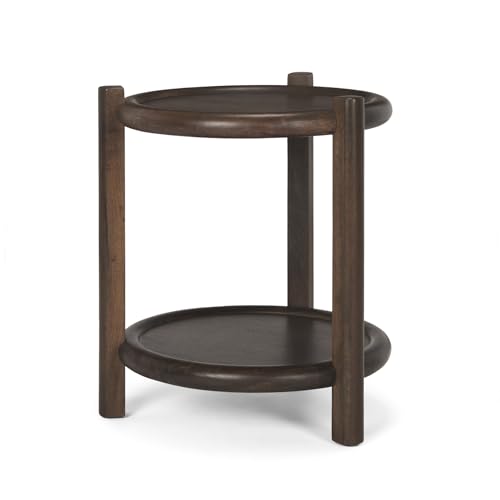 Dark Brown Wood W/Bottom Shelf Round Accent Table 23.5l X