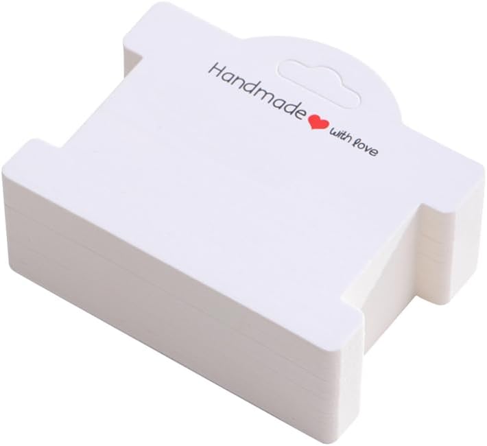 100 Pcs Paper Bracelet Display Cards Hair Tie Display Card Necklace Holder Cards Hair Clip Cardboard Holder Small Jewelry Packing Cards for Hair Scrunchies Chokers White