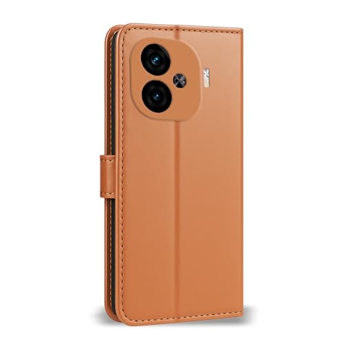 Image of AIBEX Shock Proof Flip Compatible for iQOO Neo 10R 5G Flip Cover Leather Finish | Inside TPU with Card Pockets | Wallet Stand | Complete Protection Flip Case - Brown