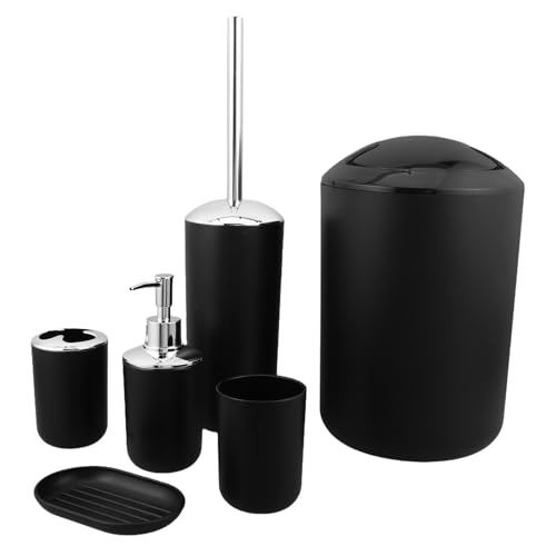 Soporte para cepillo de dientes y dispensador negro en conjunto de baño resistente 2