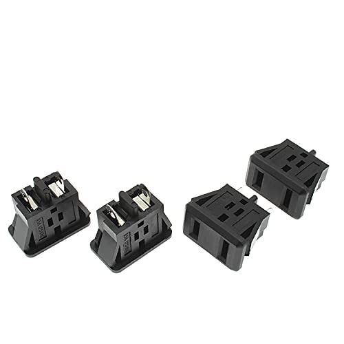 HAJXZH 4Pcs US Socket American Type Industrial Plug 2 Pins Power Socket AC 125V 15A Embedded Connector Black