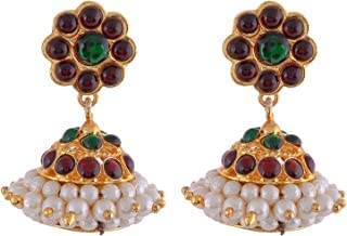 Dreams@Bharathanatiyam Two Layer Jhumki Gold Plated With Red And Green Kempu Stone Earring Set For Women (B0B9GJYBT9) Amazon Price History, Amazon Price Tracker