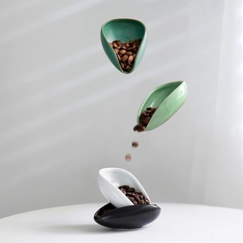 Image of watchget Coffee Beans Dosing Cup Coffee Dosing Tray Ceramic Dose Vessel Loose Leaf Tea Vessel Single Dose Measuring Tray, Dark Green