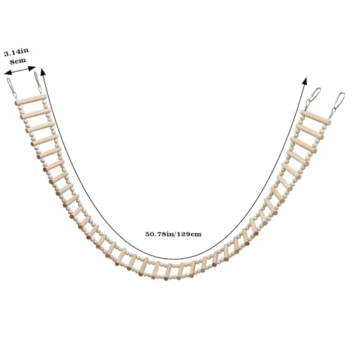 Image of Rat Ladder Bridge Toy, Rat Climbing Toys, Natural Wooden Hamster Ladder Bridge Toy, Cage Accessories for Bird Parrot Cockatiel Sugar Gliders - 36 Steps - 50.78 x 3.14 Inch