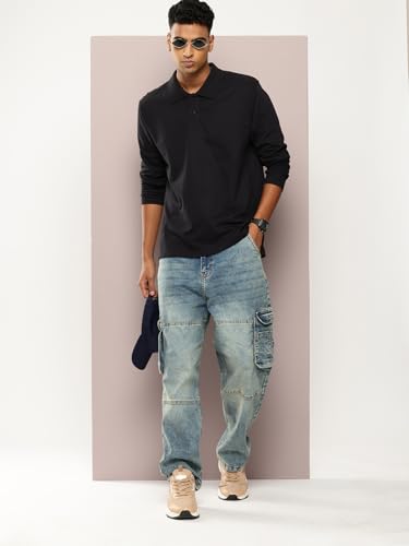 Image of Dillinger Men Oversized Long Sleeve Polo Tshirt