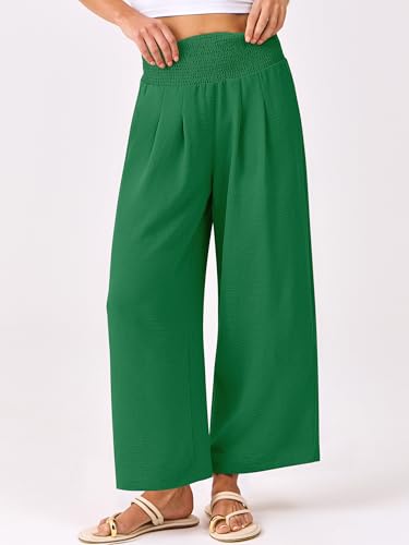 Image of ANRABESS Womens Wide Leg Palazzo Pants with Pockets | Lightweight Breathable High Waisted Pants, Beach Vacation Flowy, Lounge & Casual Summer Trousers