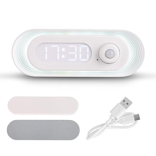 Image of Night Light, time Display, Human Sensor, Automatically Turn on and Off, Smart Night Light for Kids,Bedroom,Bathroom,Stairs, White