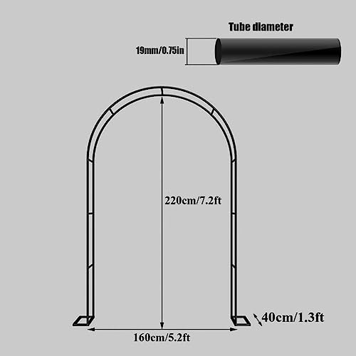 Garden Arches and Arbors Frame Rose Archway Trellis Weather Resistant, Metal, for Various Climbing Plant Wedding Arch Bridal Party Decoration Wide Arbour, with Base,Black,300x220x40CM - Image 5