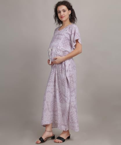 Image of Fabme Women's Printed Kaftan Nursing and Maternity Nighty