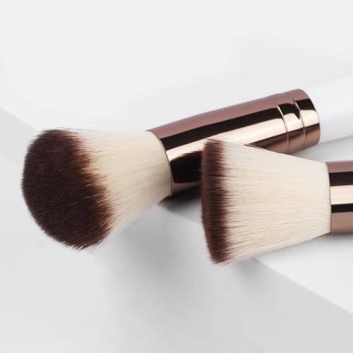 Image of Real Perfection Makeup Brush Set 16 Pcs with 1 Eyebrow Razor Premium Synthetic Foundation Powder Concealers Eyeshadow Blush Makeup Brushes Make up Brushes Kit (White)