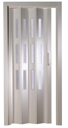 Kunststoff - Falttür mit 3 Fenster Luciana weiß 88 5x202 cm