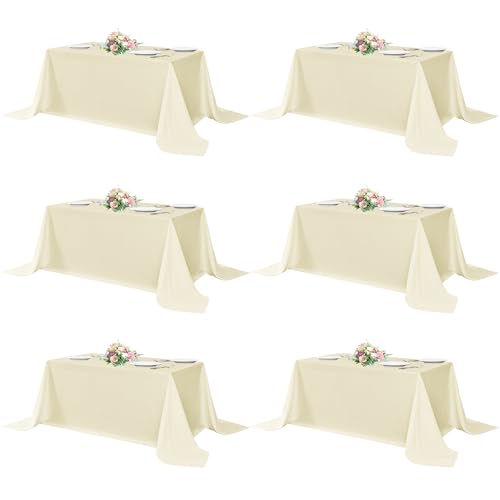 Image of sancua Beige Rectangle Tablecloths 90x132 Inch, 6 Pack