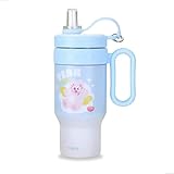 Copo térmico infantil 900ml com canudo retrátil tampa protetora p