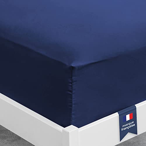 Viscosoft | Drap Housse 140x190 /200 Bleu Nuit Microfibre Qualité Supérieure | Drap Housse Grand Bonnet 30 cm Matelas Epais | Drap Housse Ajustable | Tissu Doux, Durable et sans Plis