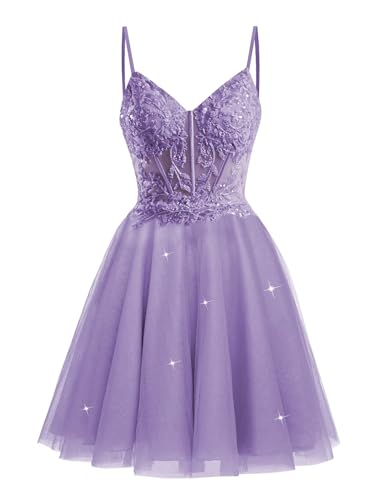 Tulle Homecoming Dresses 2025 V Neck Beaded Short Prom Dresses Spaghetti Straps Cocktail Party Dress for Teens