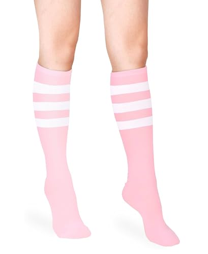Image of Athletic Knee High Socks Stripe Running Baseball Thigh High Stockings Outdoor Sport Tube Socks