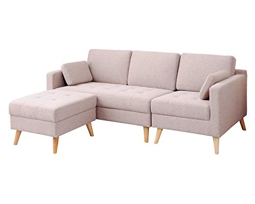 PaletteLife ソファ ソファー 3人掛け おしゃれ 北欧 カウチ L字型 コーナー 肘あり 肘掛け 木脚 脚 取り外し ロータイプ ゆったり 大きめ 大きい 大人数 ロング ベージュ