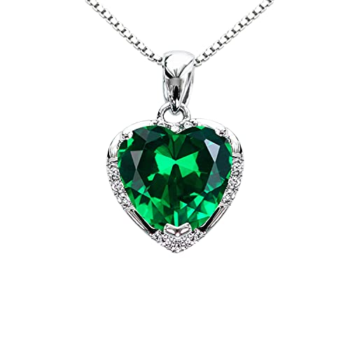 Hiqmic 925 Sterling Silver 5.5ct Love Heart Emerald Zirconia