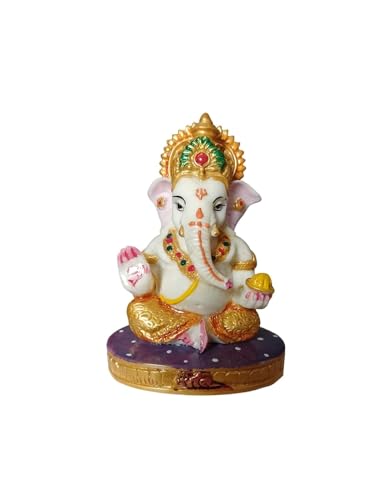 Image of Handmade Polyresin Ganesh Idol and Figurines for Spiritual Vaastu Pooja Decorative Sculpture for Puja Gifts & Decoration Items for Home Decor Showpiece (Gaddi Ganesha)