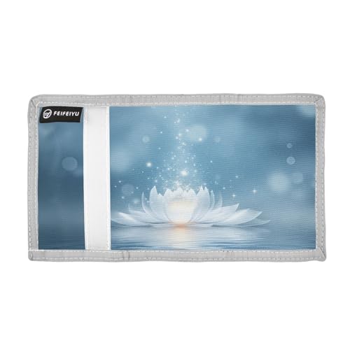 Lotus Lightspots Ethereal Blue Kids Wallet for Boys Girls Trifold Outdoor Sport Wallets for Youth Teen Children Wallet with Zippered Coin Pockets Card Holders Novelty Wallets with Magic Sticker