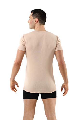 Men's Invisible v-Neck Business Undershirt with Short Sleeves 100% Organic Cotton Nude Beige4