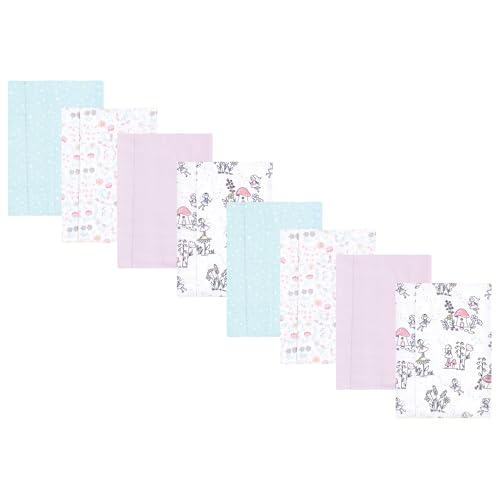 Image of Hudson Baby Cotton Poly Flannel Burp Cloths Multipack, Garden Fairies 8-Pack, One Size