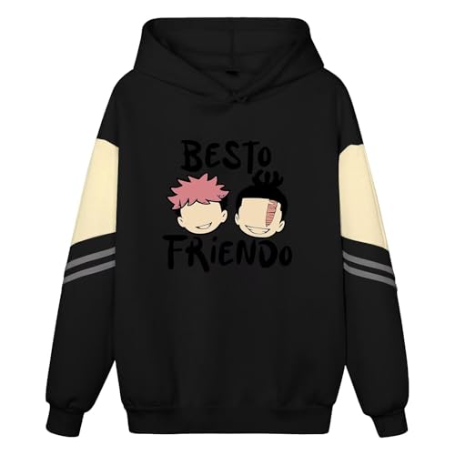 ACEFAST INC Itadori Yuji Best Friend Anime Hoodies Unisex Harajuku Graphic Hoodies Jjk Merch Anime Pullover Sweatshirt Black Hoodie Small