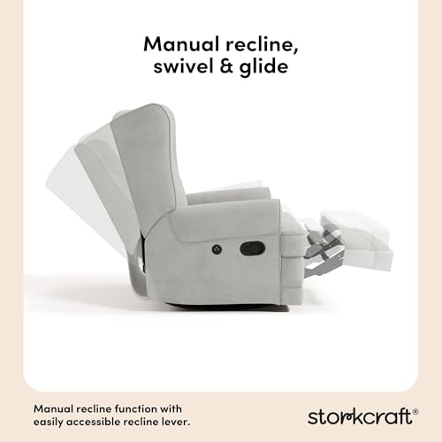 Image of Storkcraft Serenity Glider Recliner Nursery Rocking Chair with USB, Steel