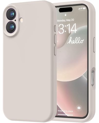 Image of LOVE 3000 Designed for iPhone 16 Case, Premium Silicone with [Soft Anti-Scratch Microfiber Lining] Shockproof Protective Phone Case for Men Women Girls 6.1 inch, Stone