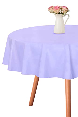 Gift Expressions 12 Ct Premium 84 Inch Round Plastic Tablecloth Waterproof Disposable Party Event Decoration Heavy Duty Table Cover(Lavender) #TOP2
