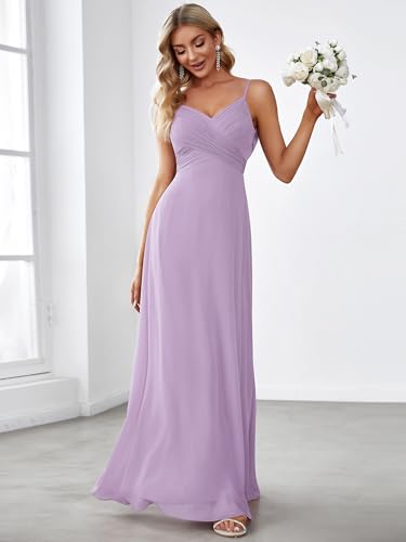 Image of Ever-Pretty Women's Summer Backless Spaghetti Strap Chiffon Bridesmaid Dresses Empire Waist Formal Wedding Guest Dress