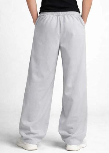Image of Men's Baggy Track Pants,for Men - Tribal Print Oversized Fit Baggy Streetwear Gym Wear with Elastic Waist (in, Alpha, M, Regular, Light Grey)