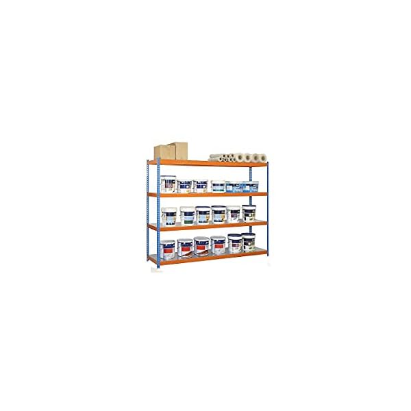 Certeo Schwerlastregal Kit Ecoforte | HxBxT 200 x 120 x 60 cm | Traglast pro Fachboden: 400 kg | Bodenmaterial… – Bild 3