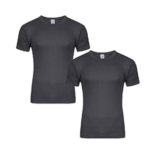 CLUCO Men’s Thermal Top, Fleece Lined Base Layer, Short Sleeve, Pack of 2, S-XXL