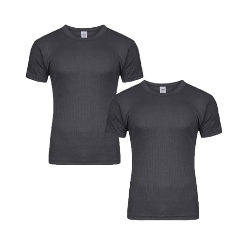 CLUCO Men's Thermal Top, Fleece Lined Base Layer, Short Sleeve, Pack of 2, S-XXL