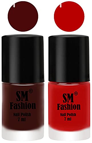 Image of Long Lasting Nail Polish | Nail Paint Combo 7 ml Each) - Set of 2 Wine-Red